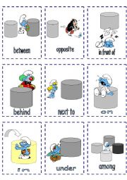 English Worksheet: P R E P O S I T I O N S - O F - P L A C E - G A M E - C A R D S - 