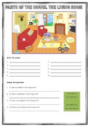 English Worksheet: PARTS OF THE HOUSE. THE LIVING ROOM