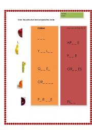 English worksheet: Colour abd fruit