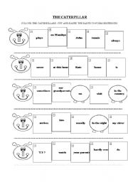 English Worksheet: THE CATERPILLAR