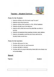 English worksheet: Teacher-Students contract