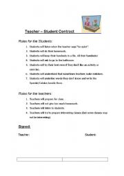 English Worksheet: Teacher-Students contract