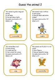 English Worksheet: Animals card game 2