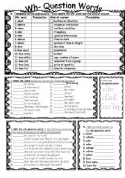 English Worksheet: Wh- Question Words