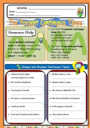 English Worksheet: present continuous tense