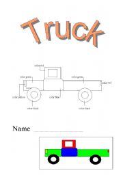 English worksheet: coloring truck