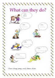 English worksheet: What can they do?