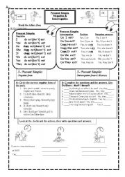 English Worksheet: Present Simple: Negative & Interrogative