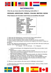 English Worksheet: Speaking Activity - National Stereotypes