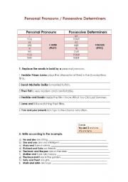 English Worksheet: Personal Pronouns / Possessive Adjectives