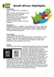 English Worksheet: SOUTH AFRICA HIGHLIGHTS