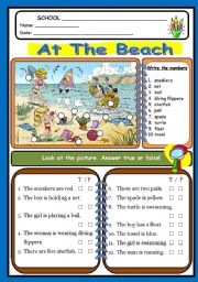 English Worksheet: at the baech