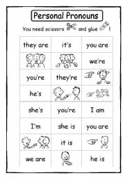 English Worksheet: Personal Pronouns 1/2 - Puzzle - 2 sheets