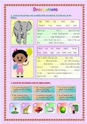 English Worksheet: Describing things (key included)