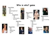 English worksheet: Who is who game? - british royal family (part 2)