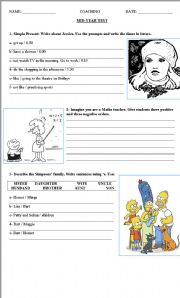 English worksheet: Test: simple present, possessive case, likes and dislikes, imperatives, personal questions.