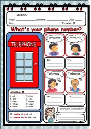 English Worksheet: PHONE NUMBERS