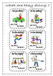 English Worksheet: Verb TO BE + yes, no questions -  GAME CARDS