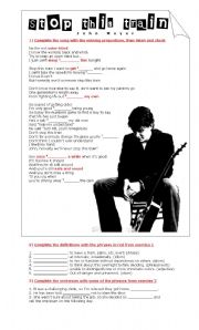 English Worksheet: Song: Stop this train - John Mayer