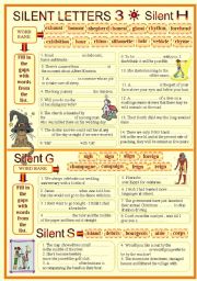 English Worksheet: SILENT LETTERS 3