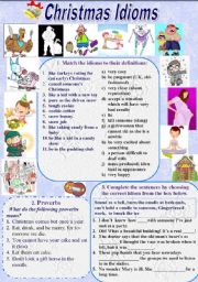 English Worksheet: Christmas Idioms and Proverbs (with Keys)