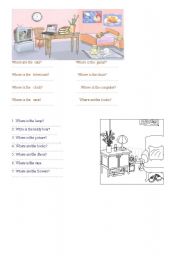 English Worksheet: prepositions of place(in/on/under/near..........)