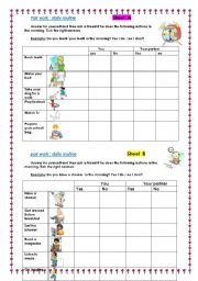 English Worksheet: daily routine pair work 