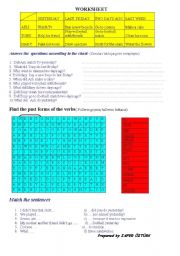 English Worksheet: simple past tense