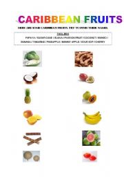 English worksheet: Caribbean fruits