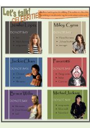 Taboo cards: Celebrities 