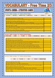 VOCABULARY: SPORTS, CINEMA, LITERATURE, MUSIC (2/3)