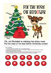 English Worksheet: Pin the Nose on Rudolph 