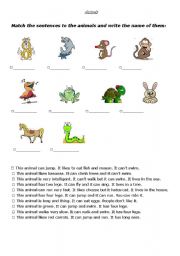 English worksheet: animals