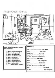 English Worksheet: PREPOSITIONS