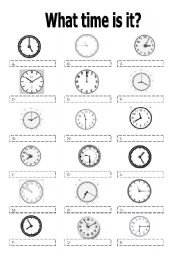 English Worksheet: What time is it?