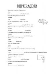 English worksheet: VARIETY OF REPHRASING