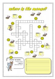 English Worksheet: WHERE IS THE MOUSE?
