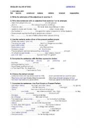 English Worksheet: ENGLISH ALIVE 4 ESO - PRACTICE TEST - UNIT 2
