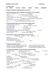 English Worksheet: ENGLISH ALIVE 4 ESO - PRACTICE TEST - UNIT 2