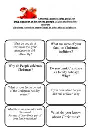 A Christmas Card Game for discussion or Writing Prompts