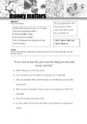 English Worksheet: Money Matters - Agreeing and Disagreeing