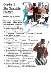 English Worksheet: PART 1/4 Charlie & The Chocolate Factory - movie worksheet