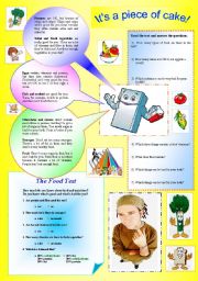 English Worksheet: Its a piece of cake! Reading + Comprehension exercises + Food test  + Spanish omelette recipe + Writing (directions to cook)