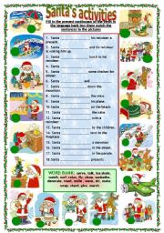 English Worksheet: Santas Activities ( Black and White  also)