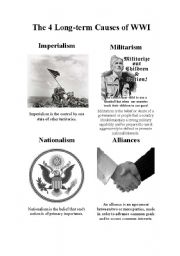English worksheet: The 4 Long-term Causes of WWI - Poster