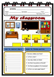 English Worksheet: MY CLASSROOM
