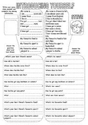 English Worksheet: INTRODUCING YOURSELF (2)