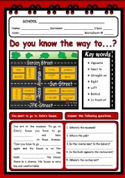 English Worksheet: GIVING DIRECTIONS