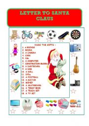 English Worksheet: LETTER TO SANTA CLAUS