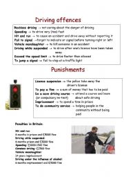 English Worksheet: driving offences